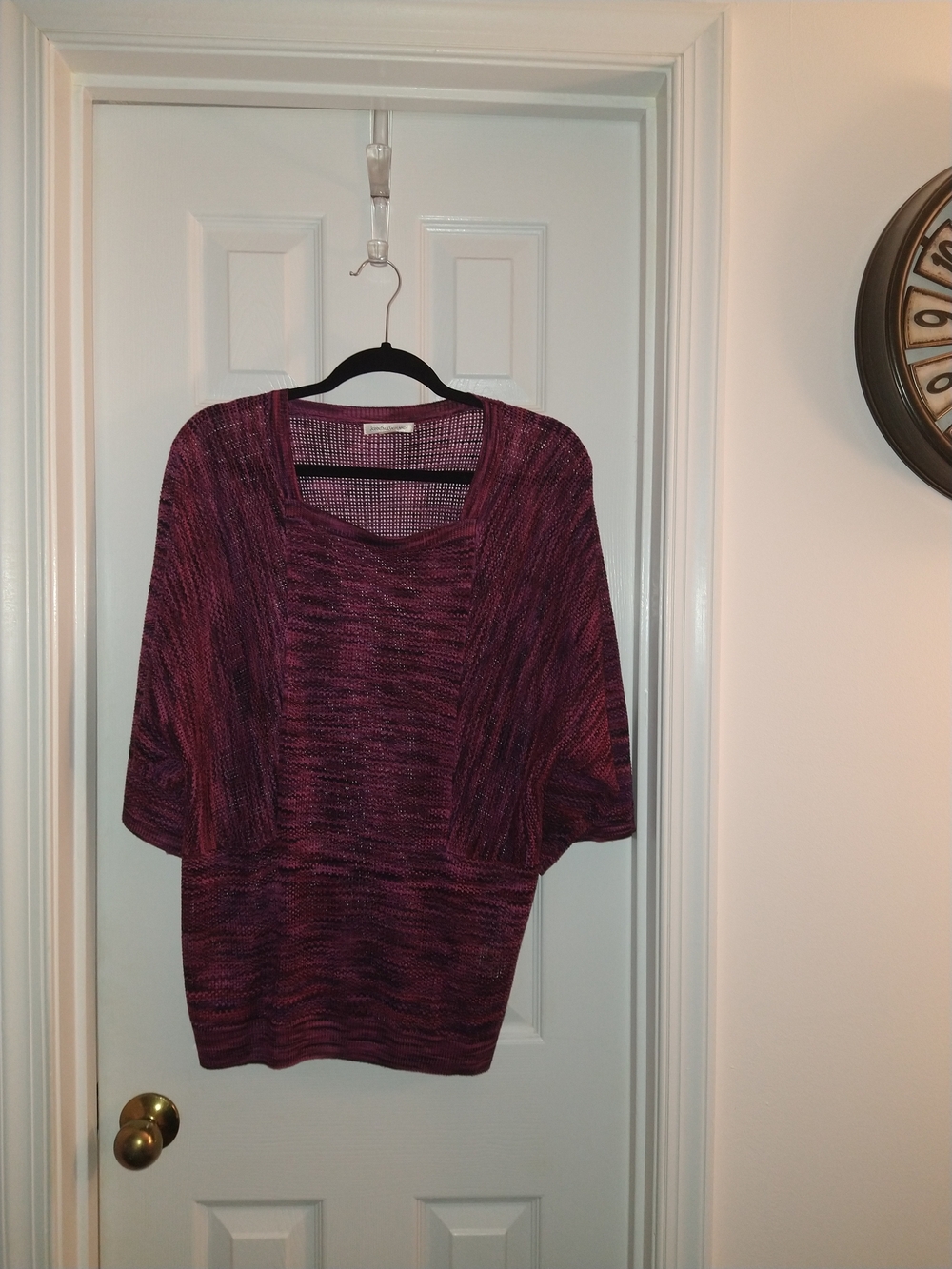 JohnPaulRichard Purple Marled Open-Knit Sweater